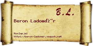 Beron Ladomér névjegykártya